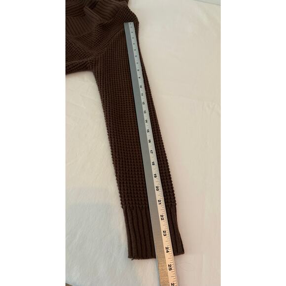 Zesica‎ Women's M Boho Longline Open Round Hem Waffle Knit Brown Sweater Staple - Picture 8 of 9